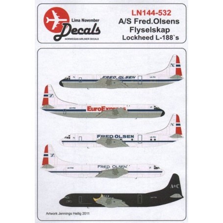 Decals Lockheed L-188 Electra Fred Olsen, EuroExpress, A De C (for Minicraft and Welsh Models kits) 