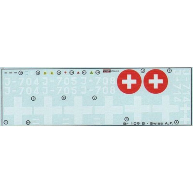 Decals Decals Bf 109 G-6/G-14 (Swiss Air Force)  (designed to be used with Academy, Fine Molds, Hasegawa and Italeri kits)  Kora