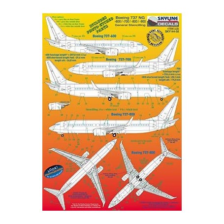 Decals Boeing 737NG -600 --&gt; -900 General Stencilling (incl. PE parts)  