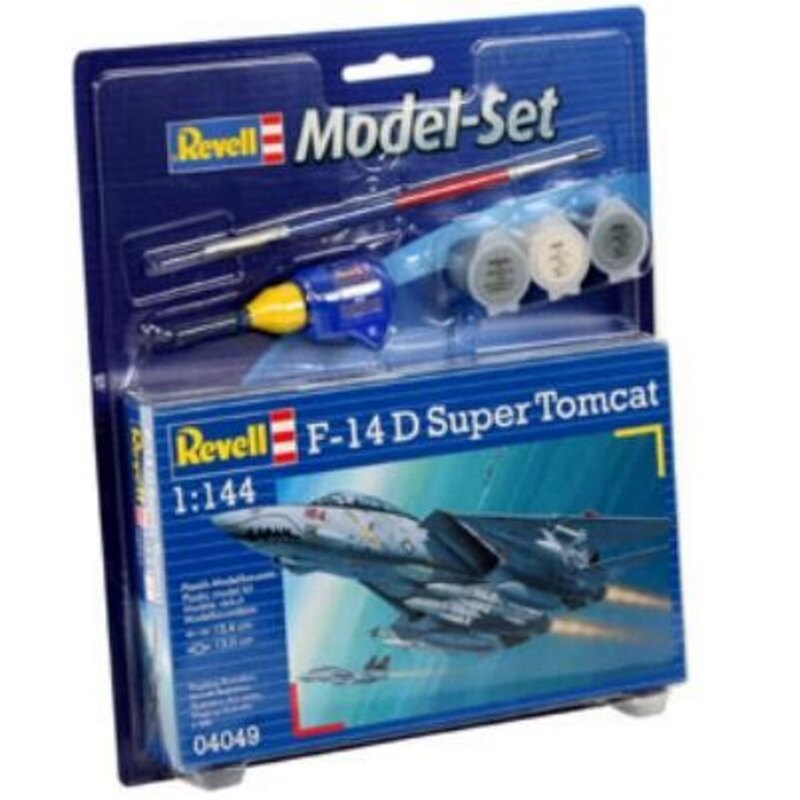 F14D Super Tomcat Model Set - box containing the model, paints, brush and glue Model kit