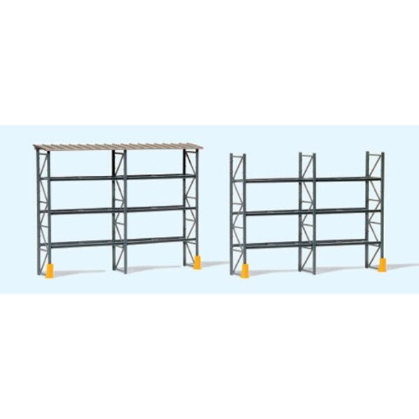 Rack for 48 industrial pallets with roof Figures