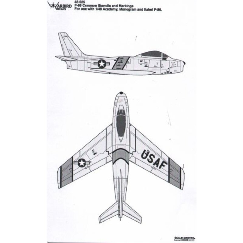 Decals North-American F-86F Common Stencils and Markings (designed to be used with Academy, Italeri and Monogram North-American 