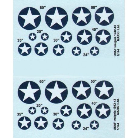 Decals USAF Insignia, 1942-43, 2 sets diameter: 20; 24; 30; 35; 40; 50; 60˝ 