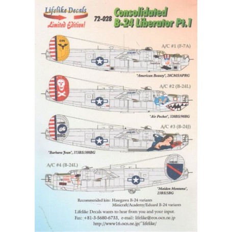 Decals Consolidated B -24 Liberator 