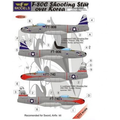 Decals Lockheed F-80C Shooting Star over Korea (decal and mask included) (designed to be used with Sword and Airfix kits) 