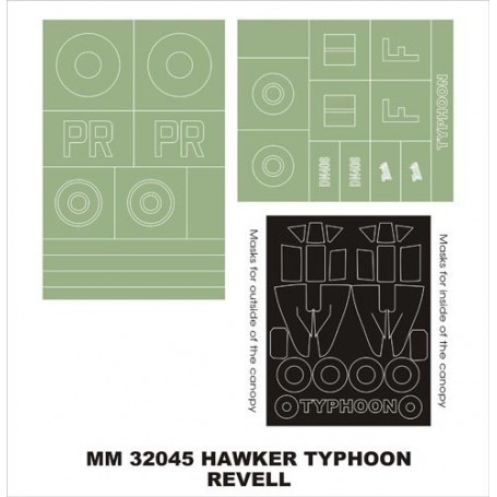 Hawker Typhoon Mk.I 2 canopy masks (exterior and interior) + 2 insignia masks (designed to Be Farming with Revell kits) 