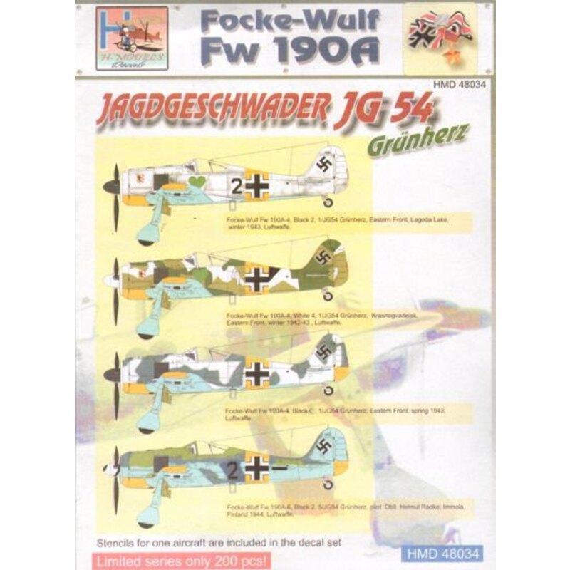 Decals Focke-Wulf Fw 190A JG 54 'Grünherz' 