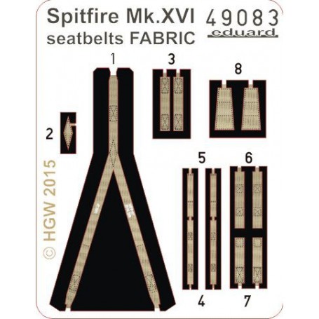 Supermarine Spitfire Mk.XVI seatbelts FABRIC (designed to be used with Eduard kits) 