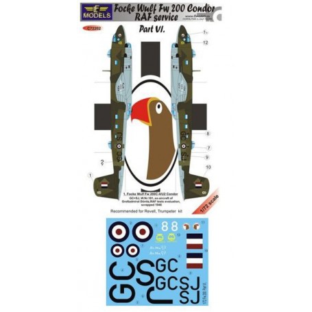 Decals Focke-Wulf Fw 200 Condor Part VI RAF Service (designed to be used with Revell and Trumpeter kits) 
