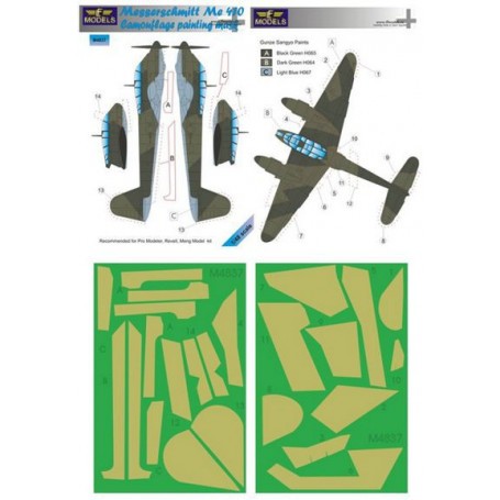 Masks for Messerschmitt Me 410 (designed to be used with Revell and Meng Models) 