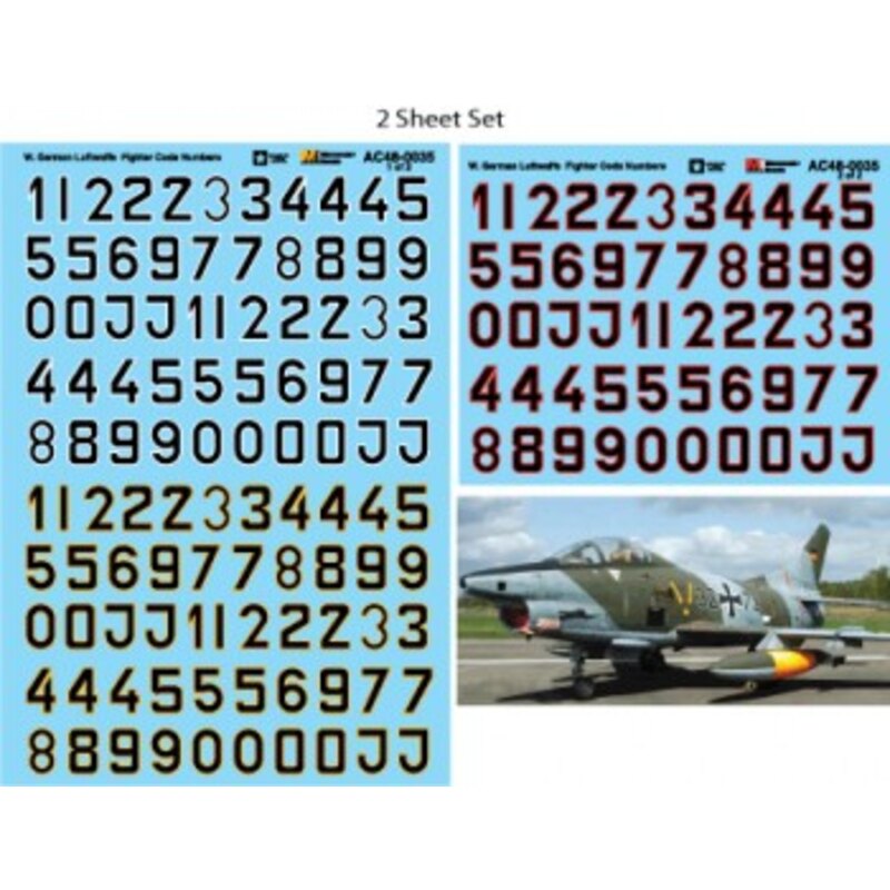 Decals German Luftwaffe Fighter Code Numbers (Black Fill) 