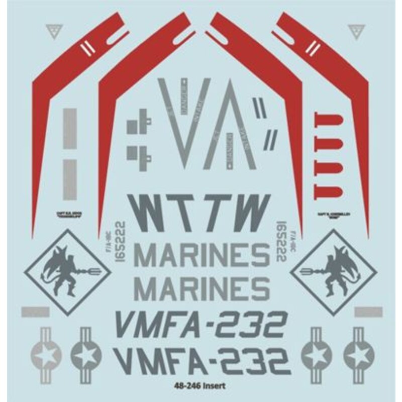 Decals McDonnell-Douglas F/A-18C/D Miramar MAGTF HornetsThe newest schemes from the VMFA (AW)-225 Vikings and VMFA-232 Red Devil