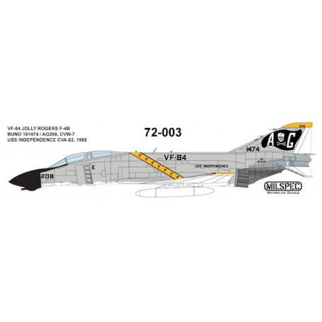 Decals McDonnell F-4B Phantom VF-84 JOLLY ROGERS	1965 USS Independence 