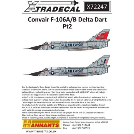 Decals Convair F-106A/B Delta Dart Pt 2 (8) F-106A 59-0037 119th Jersey Devils FIS New Jersey Airport 1970s 