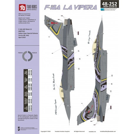 Decals General-Dynamics F-16ADF La Vipera (designed to be used with Kinetic K48002 kits) [F-16A] 